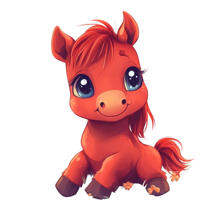 Cute Red Horse Smiling Vinyl Car Decal Sticker – Waterproof & UV-Resistant 4.0"