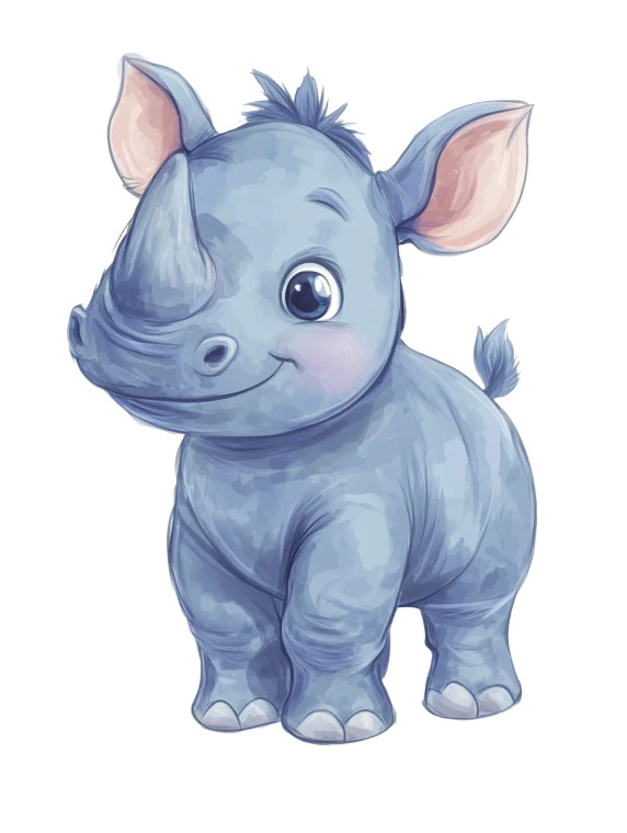 Cute Rhino Illustration Side Vinyl Car Decal Sticker – Waterproof & UV-Resistant 4.0"