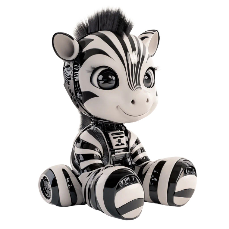 Cute Robotic Zebra Baby Vinyl Car Decal Sticker – Waterproof & UV-Resistant 4.0"