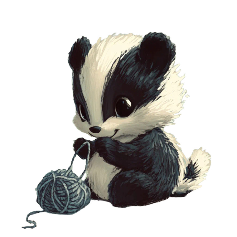 Cute Skunk Crocheting Vinyl Car Decal Sticker – Waterproof & UV-Resistant 4.0"