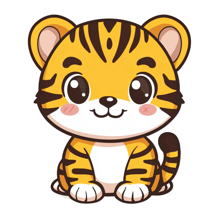 Cute Tiger Chibi Vinyl Car Decal Sticker – Waterproof & UV-Resistant 4.0"