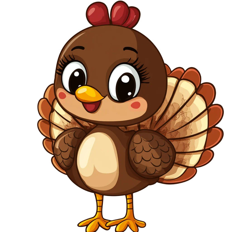Cute Turkey Clipart White Vinyl Car Decal Sticker – Waterproof & UV-Resistant 4.0"