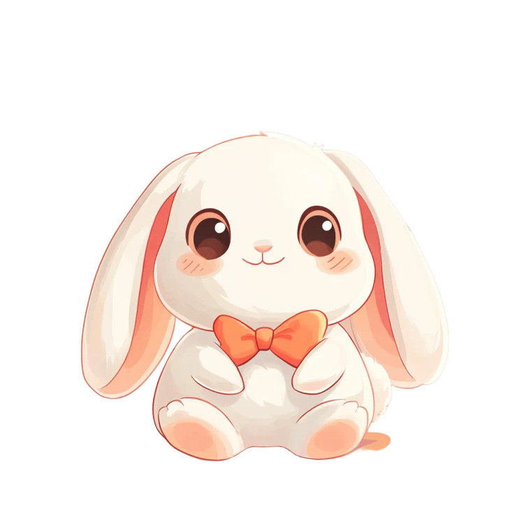 Cute White Bunny Mascot Vinyl Car Decal Sticker – Waterproof & UV-Resistant 4.0"
