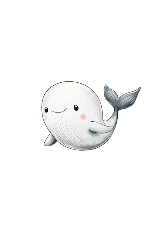 Cute White Whale Cartoon Vinyl Car Decal Sticker – Waterproof & UV-Resistant 4.0"