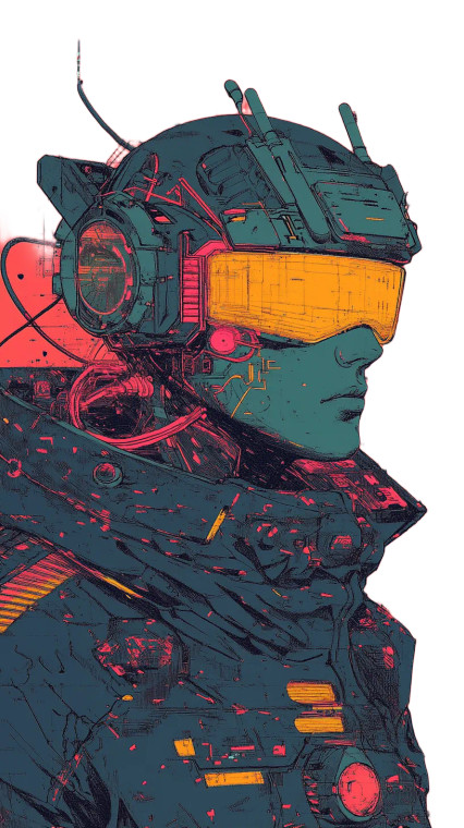 Cyberpunk Warrior Moebius Style Vinyl Car Decal Sticker – Waterproof & UV-Resistant 4.0"