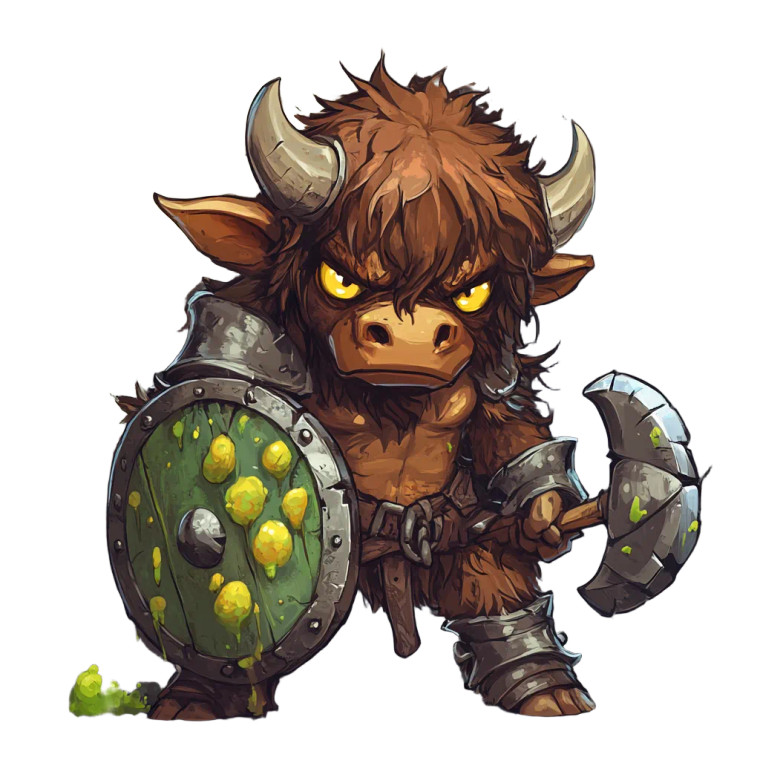 Defeated Minotaur Chibi Vinyl Car Decal Sticker – Waterproof & UV-Resistant 4.0"