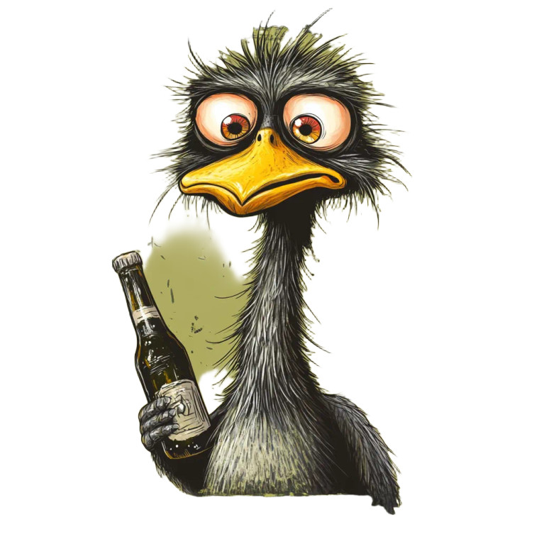 Drunk Emu Staggering Home Vinyl Car Decal Sticker – Waterproof & UV-Resistant 4.0"