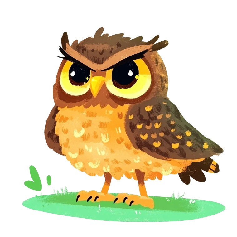 Elderly Male Owl Illustration Vinyl Car Decal Sticker – Waterproof & UV-Resistant 4.0"