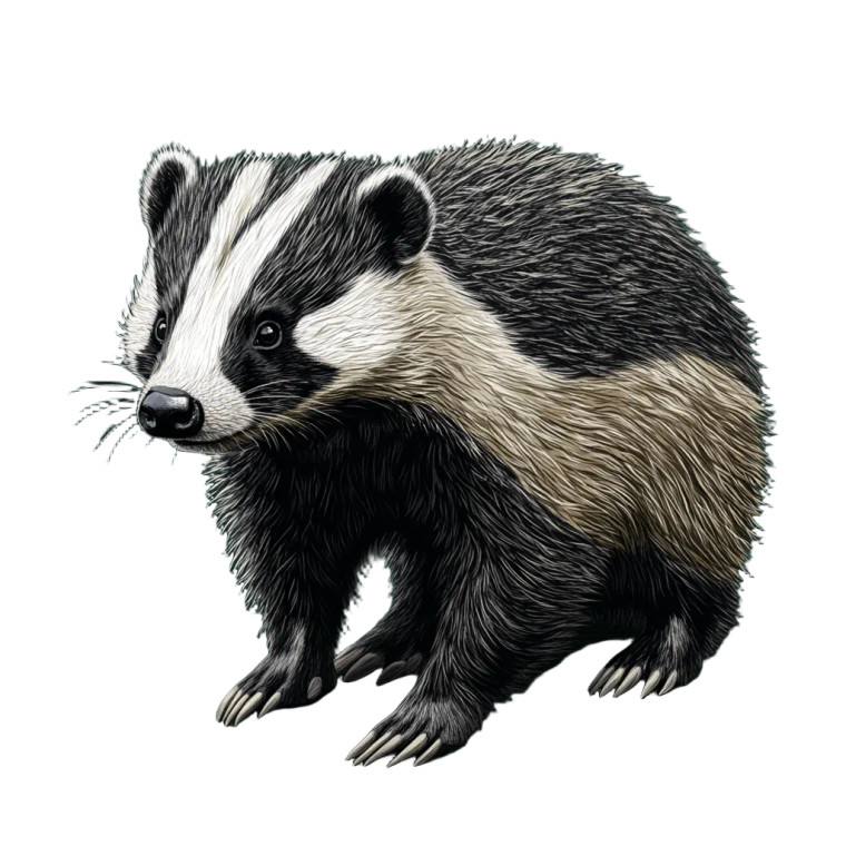 European Badger Illustration Vinyl Car Decal Sticker – Waterproof & UV-Resistant 4.0"