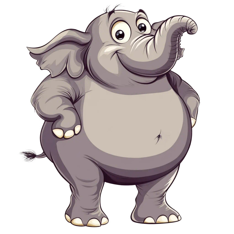 Fat Elephant White Background Vinyl Car Decal Sticker – Waterproof & UV-Resistant 4.0"