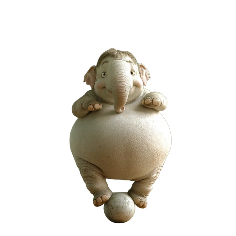 Fat Funny Elephant Ball Vinyl Car Decal Sticker – Waterproof & UV-Resistant 4.0"