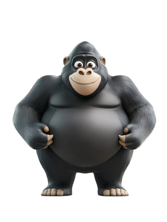 Fat Gorilla Cartoon Style Vinyl Car Decal Sticker – Waterproof & UV-Resistant 4.11"