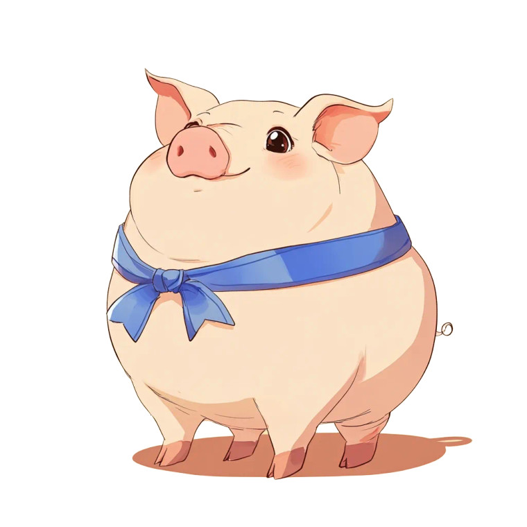 Fat Pig Anime Ribbon Vinyl Car Decal Sticker – Waterproof & UV-Resistant 4.0"