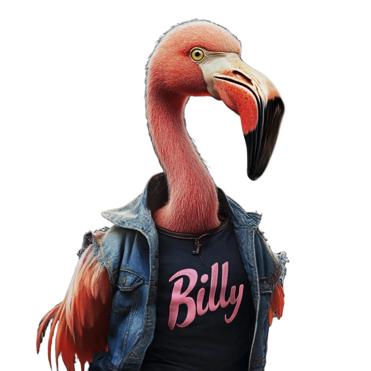 Flamingo Billy Shirt Vinyl Car Decal Sticker – Waterproof & UV-Resistant 4.0"