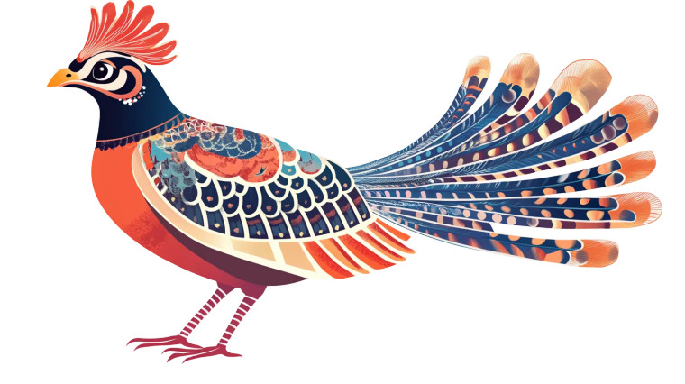 Flat Pheasant Chinese Cartoon Vinyl Car Decal Sticker – Waterproof & UV-Resistant 7.14"