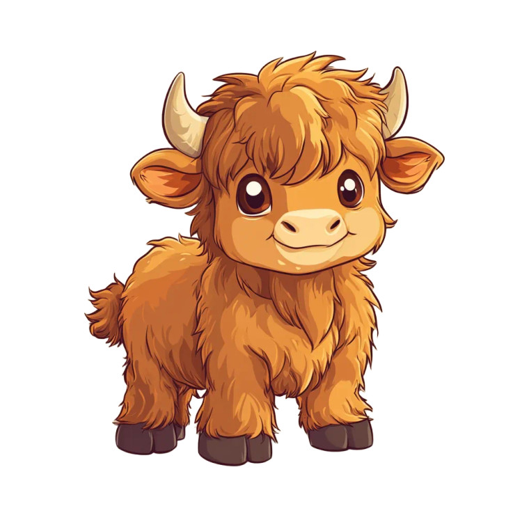 Fluffy Highland Cow Cute Vinyl Car Decal Sticker – Waterproof & UV-Resistant 4.0"