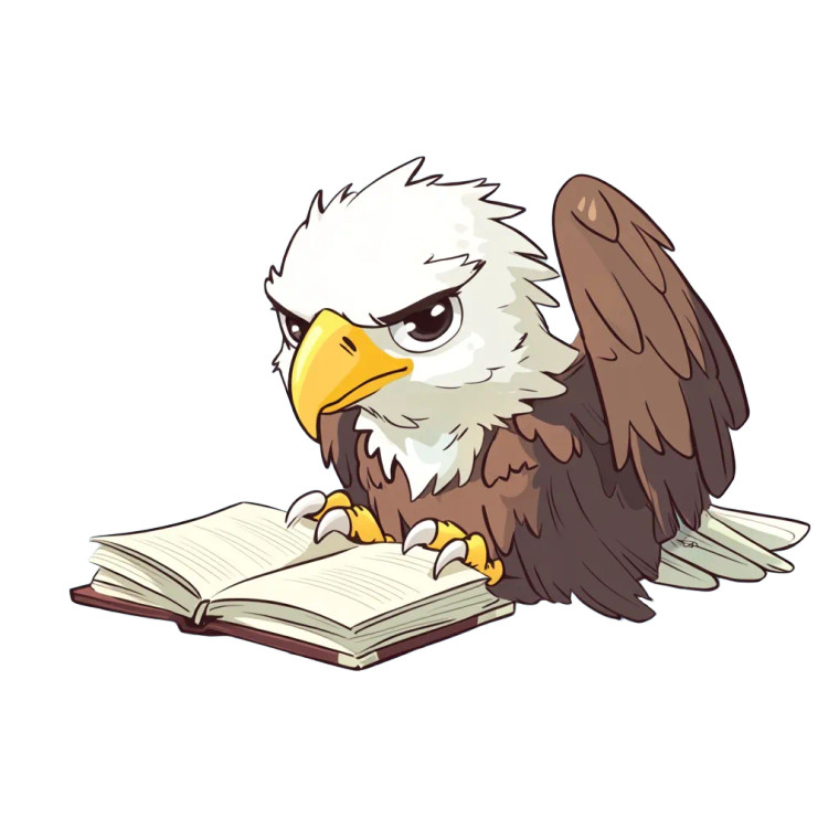 Friendly Eagle Reading Book Vinyl Car Decal Sticker – Waterproof & UV-Resistant 4.0"