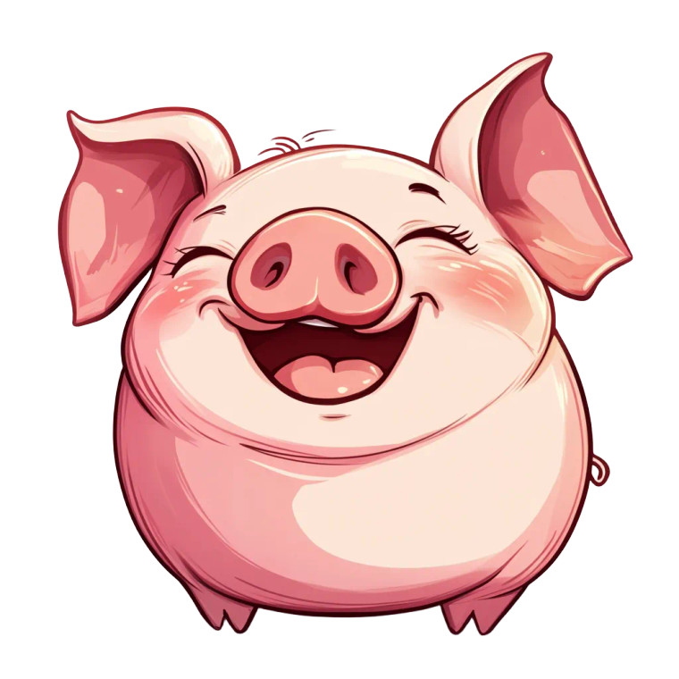 Funny Laughing Chibi Pig Vinyl Car Decal Sticker – Waterproof & UV-Resistant 4.0"