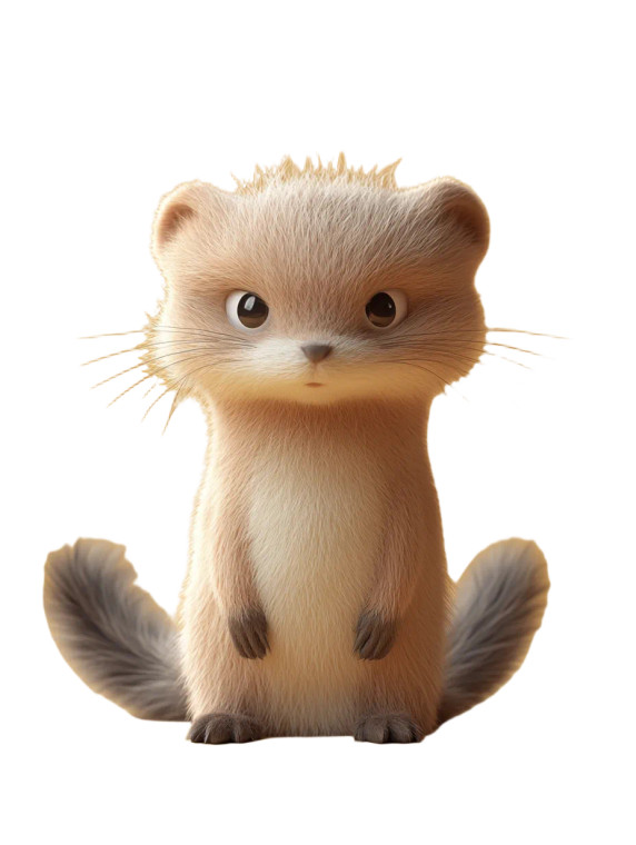 Furry Weasel Plush 3D Vinyl Car Decal Sticker – Waterproof & UV-Resistant 4.0"