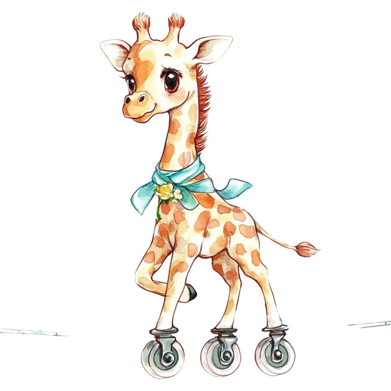 Giraffe Rollerskating Wire Vinyl Car Decal Sticker – Waterproof & UV-Resistant 4.0"