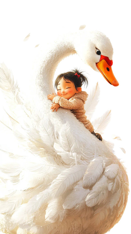 Girl Swan Flight Vinyl Car Decal Sticker – Waterproof & UV-Resistant 4.0"