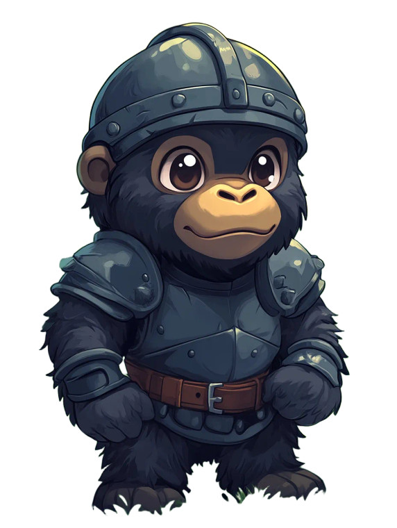 Gorilla Knight Playful Illustration Vinyl Car Decal Sticker – Waterproof & UV-Resistant 4.11"