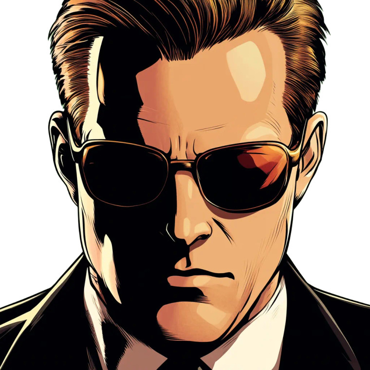 Government Agent Sunglasses Comic Vinyl Car Decal Sticker – Waterproof & UV-Resistant 4.0"