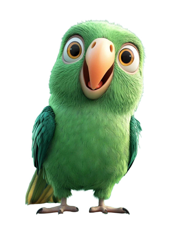 Green Parrot Cartoon Style Vinyl Car Decal Sticker – Waterproof & UV-Resistant 4.0"