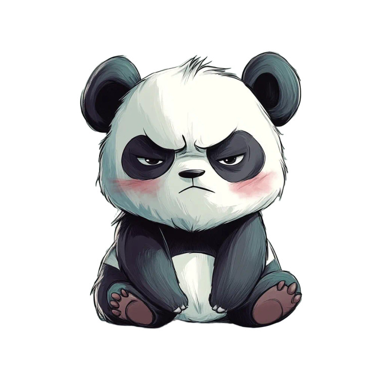 Grumpy Adorable Chibi Panda Vinyl Car Decal Sticker – Waterproof & UV-Resistant 4.0"