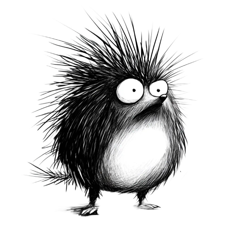 Grumpy Porcupine Sketch Vinyl Car Decal Sticker – Waterproof & UV-Resistant 4.0"