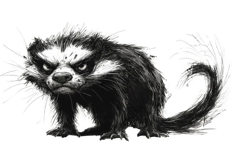 Grumpy Skunk Sketch Vinyl Car Decal Sticker – Waterproof & UV-Resistant 6.0"