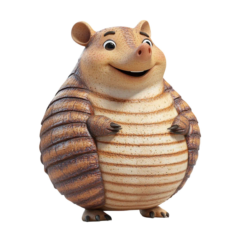 Happy Armadillo Clay 3D Vinyl Car Decal Sticker – Waterproof & UV-Resistant 4.0"
