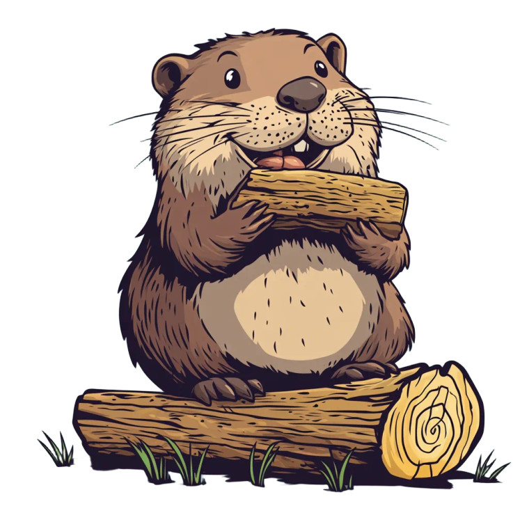 Happy Beaver Chewing Wood Vinyl Car Decal Sticker – Waterproof & UV-Resistant 4.0"
