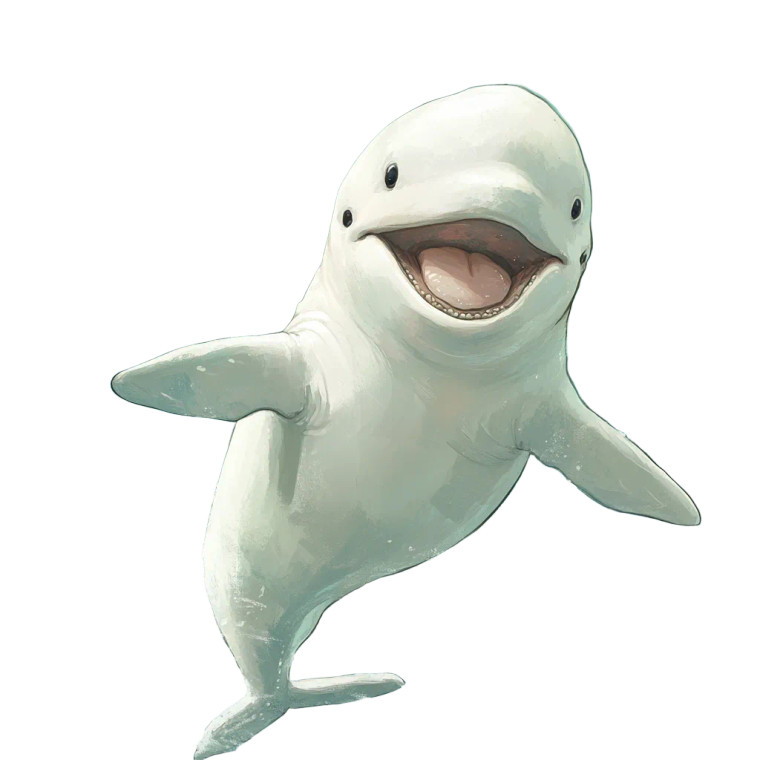 Happy Beluga Illustration Vinyl Car Decal Sticker – Waterproof & UV-Resistant 4.0"