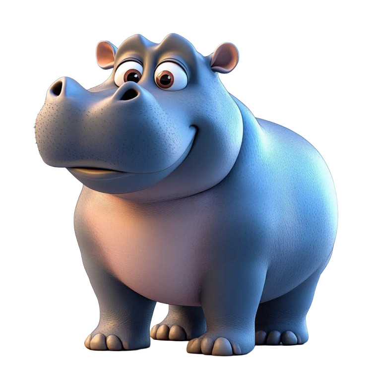 Happy Cute Animated Hippopotamus Vinyl Car Decal Sticker – Waterproof & UV-Resistant 4.0"