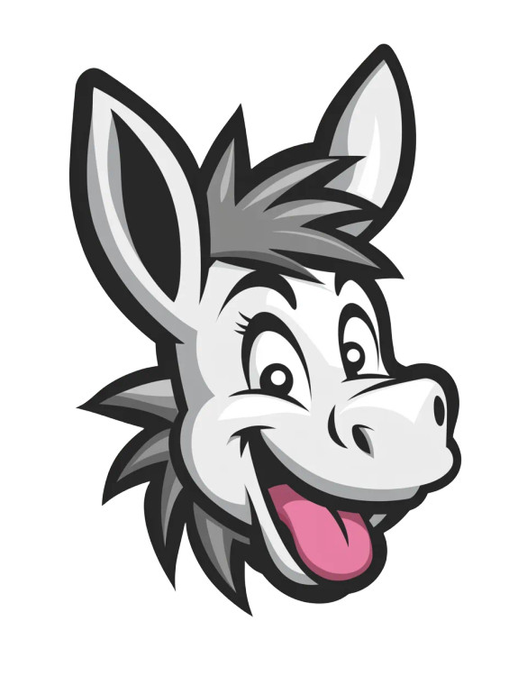 Happy Donkey Vector Logo Vinyl Car Decal Sticker – Waterproof & UV-Resistant 4.0"