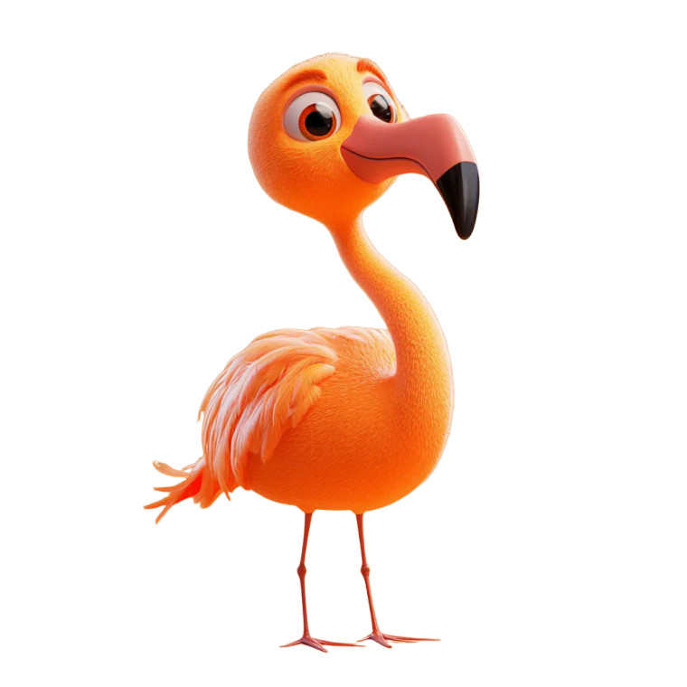 Happy Orange Flamingo 3D Vinyl Car Decal Sticker – Waterproof & UV-Resistant 4.0"