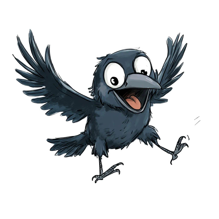 Happy Raven Jumping Sketch Vinyl Car Decal Sticker – Waterproof & UV-Resistant 4.0"