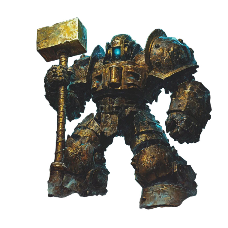 Iron Golem Brass Hammer Vinyl Car Decal Sticker – Waterproof & UV-Resistant 4.0"