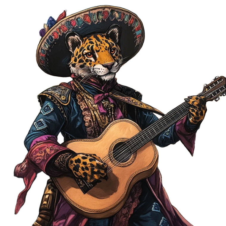 Jaguar Mariachi Bard Vinyl Car Decal Sticker – Waterproof & UV-Resistant 4.0"