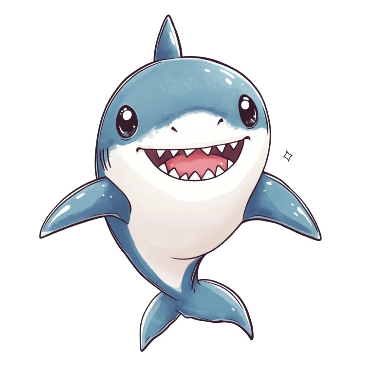 Joyful Shark Cute Cartoon Vinyl Car Decal Sticker – Waterproof & UV-Resistant 4.0"