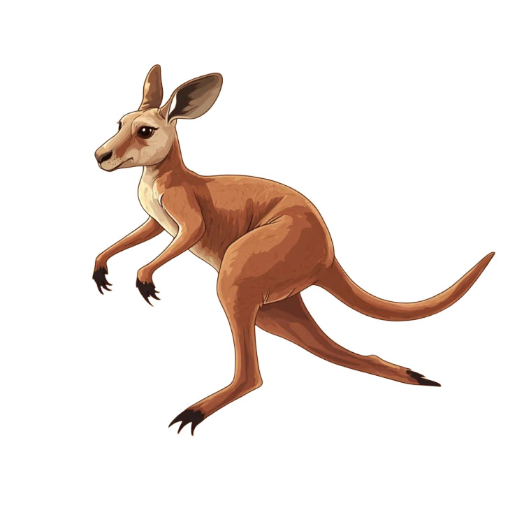 Kangaroo Hopping Cartoon Tan Vinyl Car Decal Sticker – Waterproof & UV-Resistant 4.0"