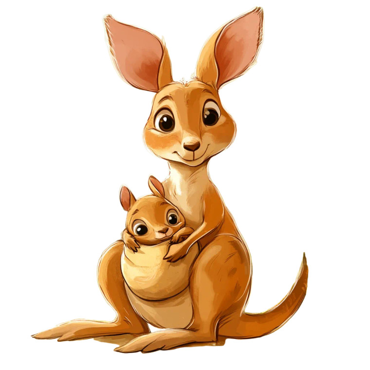 Kangaroo Pouch Cartoon Vinyl Car Decal Sticker – Waterproof & UV-Resistant 4.0"