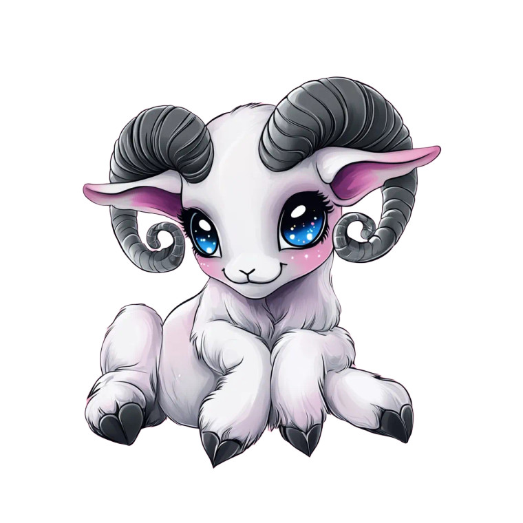 Kawaii Chibi Aries Vector Vinyl Car Decal Sticker – Waterproof & UV-Resistant 4.0"