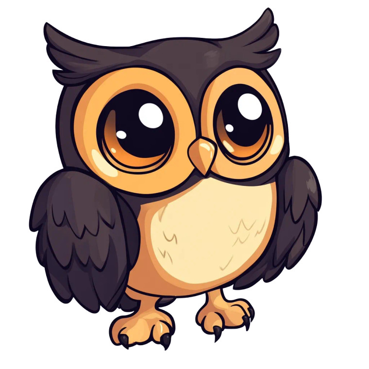 Kawaii Chibi Owl Colored Vinyl Car Decal Sticker – Waterproof & UV-Resistant 4.0"