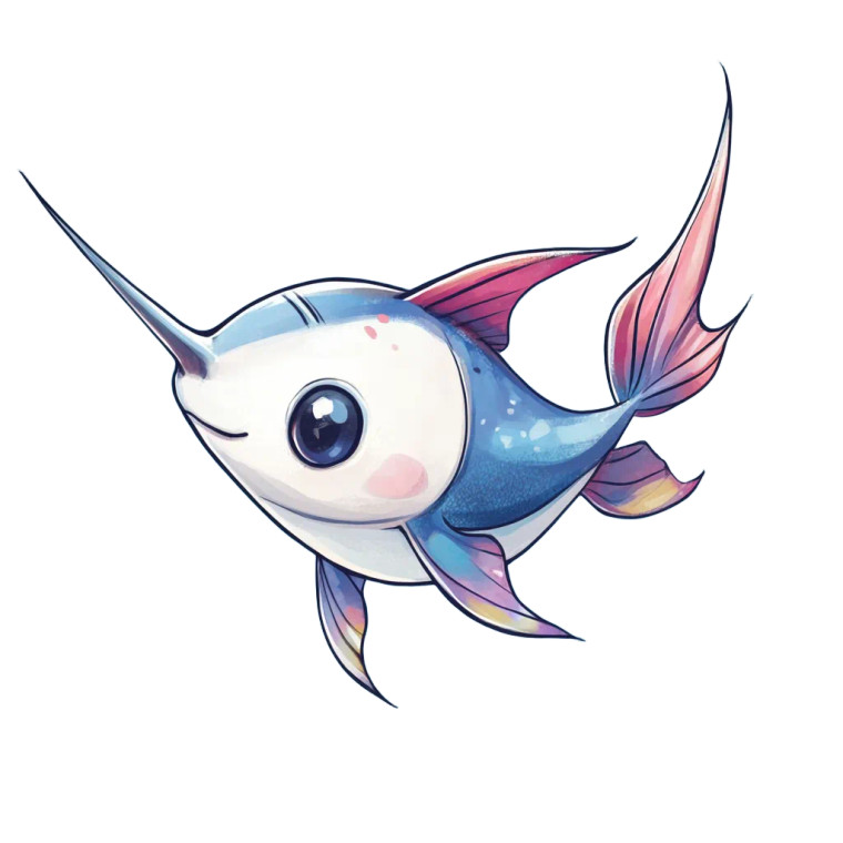 Kawaii Swordfish Vinyl Car Decal Sticker – Waterproof & UV-Resistant 4.0"