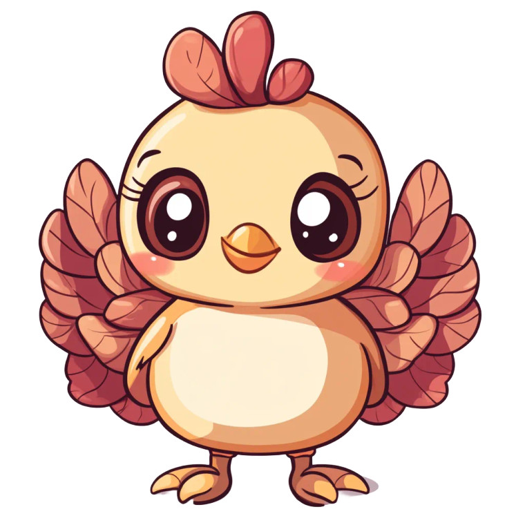 Kawaii Turkey Clipart White Vinyl Car Decal Sticker – Waterproof & UV-Resistant 4.0"