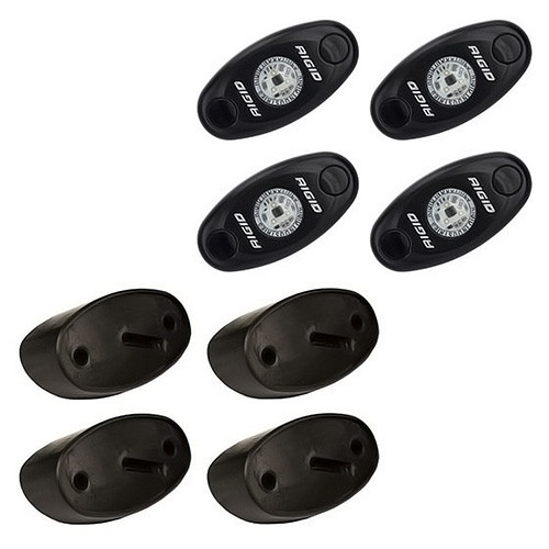 Ford Performance LED Rock Lights | Amber Light, Clear Lens | 4 Lights with 15ft Leads | Underbody Mount, Black Aluminum Housing | Power Block, Switch Included