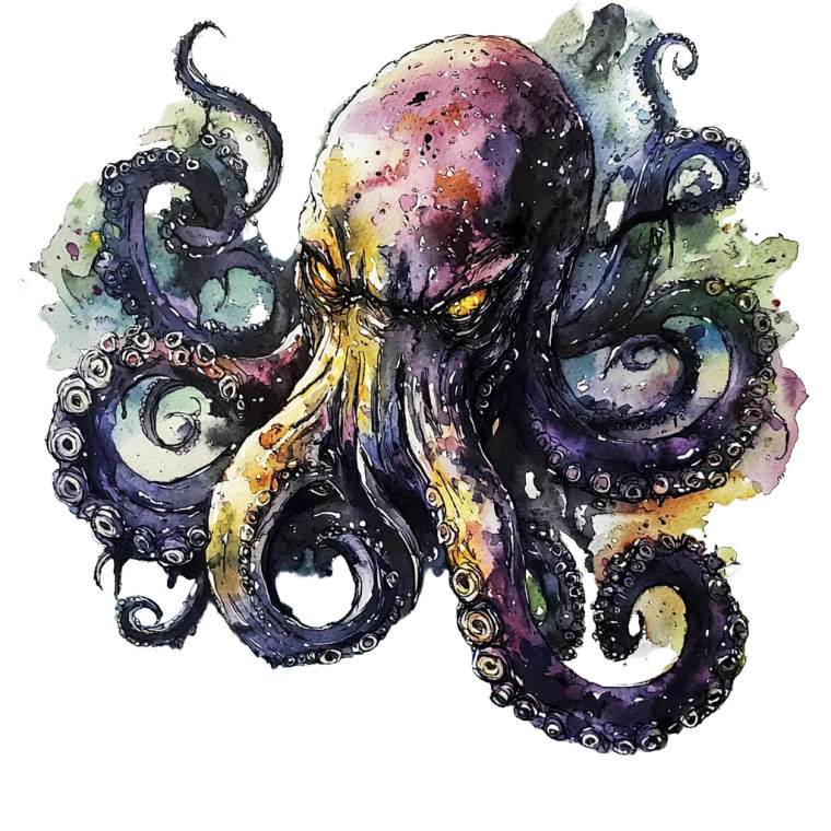 Kraken Watercolour Style Vinyl Car Decal Sticker – Waterproof & UV-Resistant 4.0"