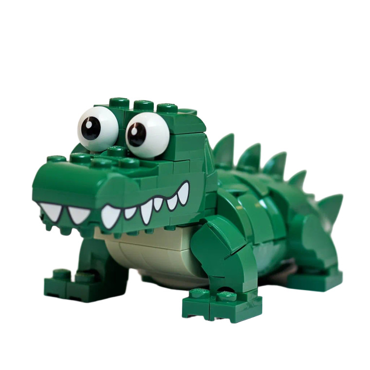 Lego Sad Crocodile White Vinyl Car Decal Sticker – Waterproof & UV-Resistant 4.0"